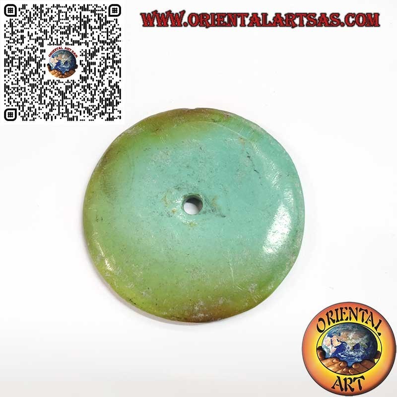 Ciondolo a disco/ciambella in turchese tibetano antico da 42 mm. Ø cordoncino incluso