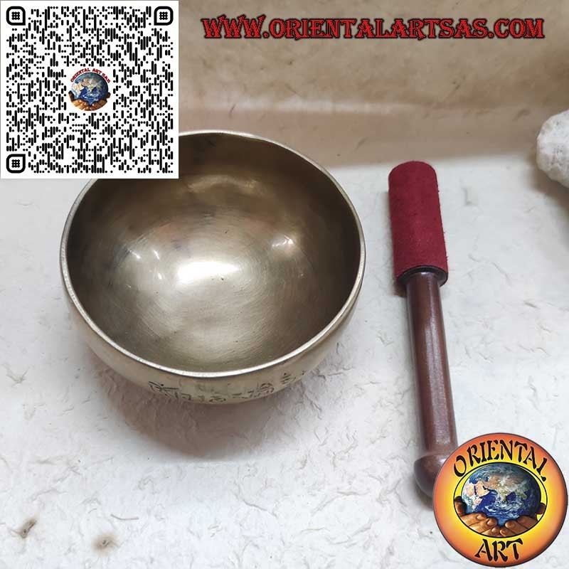 Handgemachte Vollmond-Tibet-Glocke, 12 cm Ø, 330gr., "si", 440 Hz