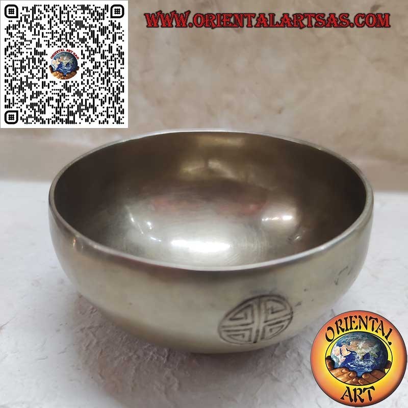 Handgemachte Vollmond-Tibet-Glocke, 12 cm Ø, 330gr., "si", 440 Hz