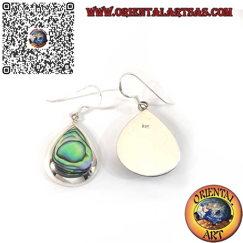 925er Silber Ohrringe mit Abalone Paua Muschel – Tropfenform