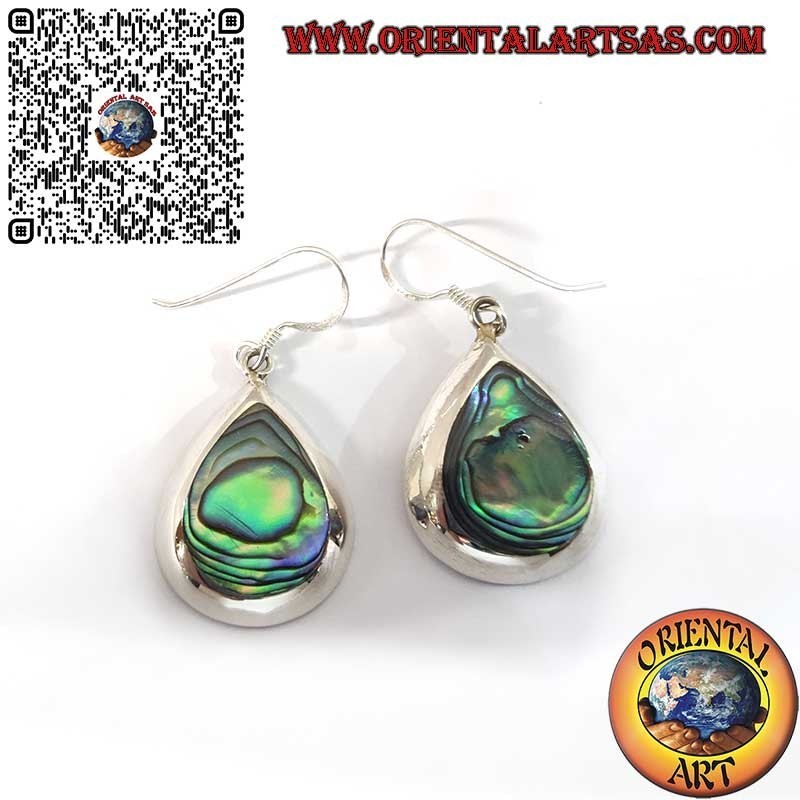 925er Silber Ohrringe mit Abalone Paua Muschel – Tropfenform