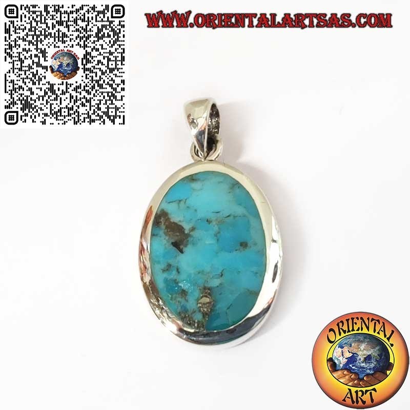 Pendentif en argent avec turquoise ovale naturelle d'Arizona