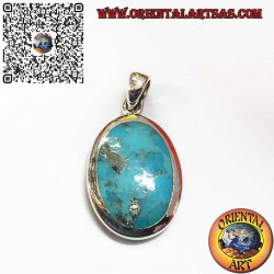 Pendentif en argent avec turquoise ovale naturelle d'Arizona