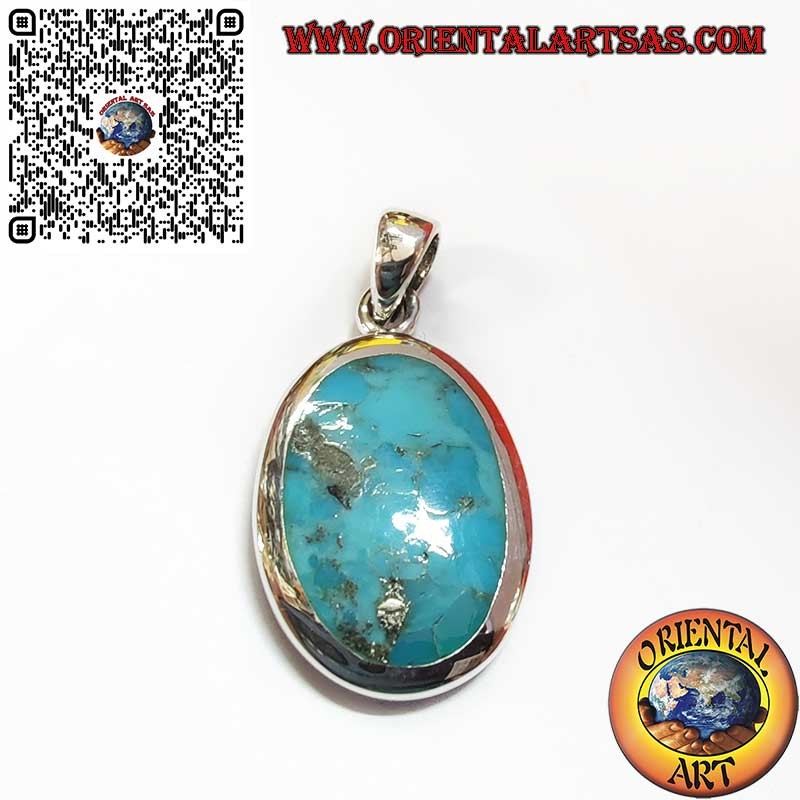 Pendentif en argent avec turquoise ovale naturelle d'Arizona