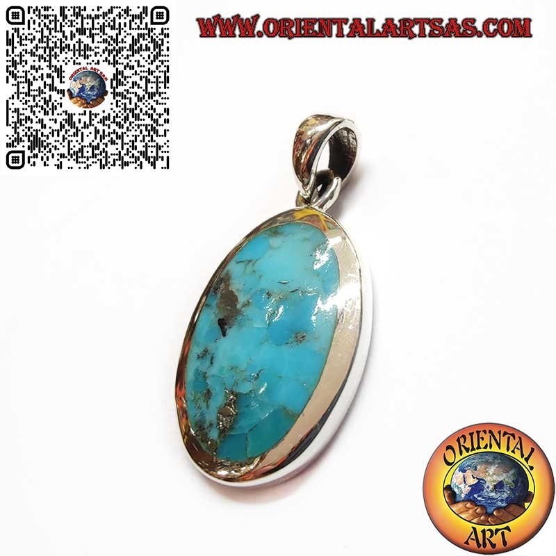 Pendentif en argent avec turquoise ovale naturelle d'Arizona
