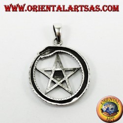 Silber Anhänger, Uroboro Ouroboros mit pentacle Mason