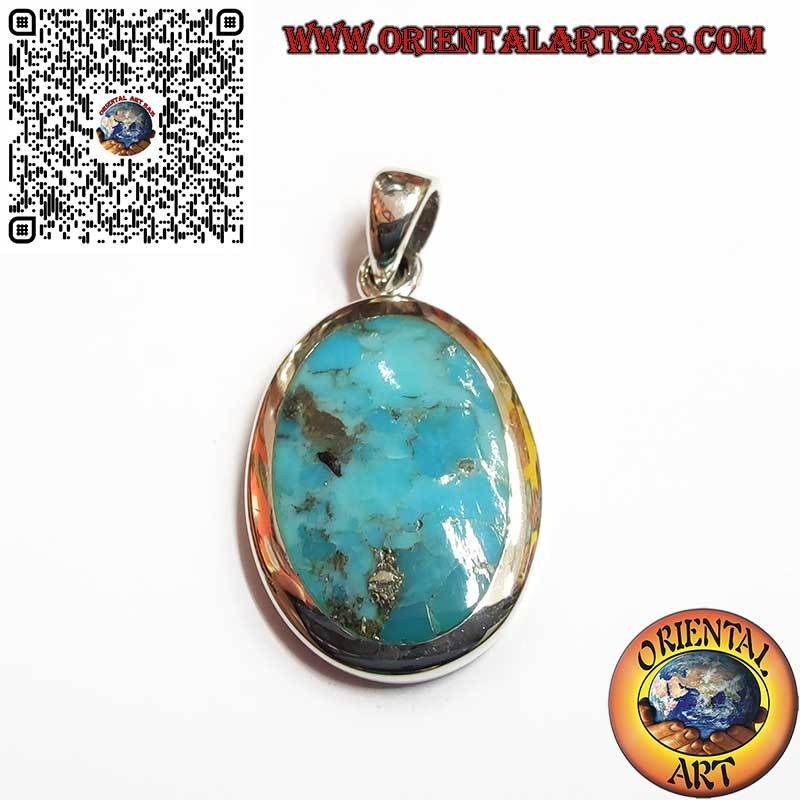 Silver Pendant with Natural Arizona Oval Turquoise