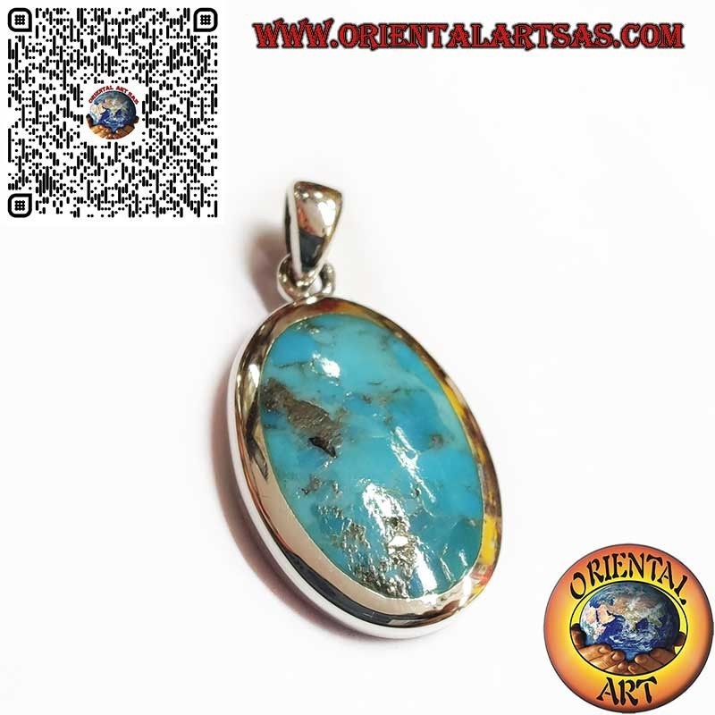 Colgante de plata con turquesa ovalada natural de Arizona
