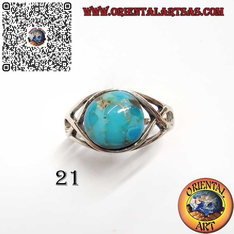 Anillo de plata 925 con turquesa natural de Arizona y montura en nudo.