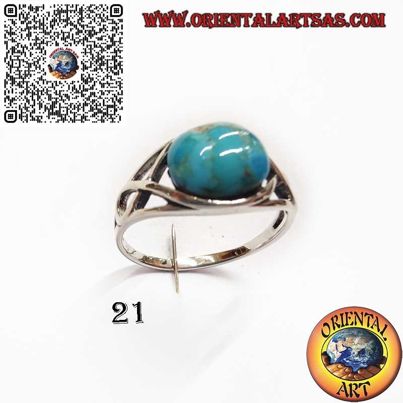 Sterling Silver 925 Ring with Natural Arizona Turquoise – Knot Setting