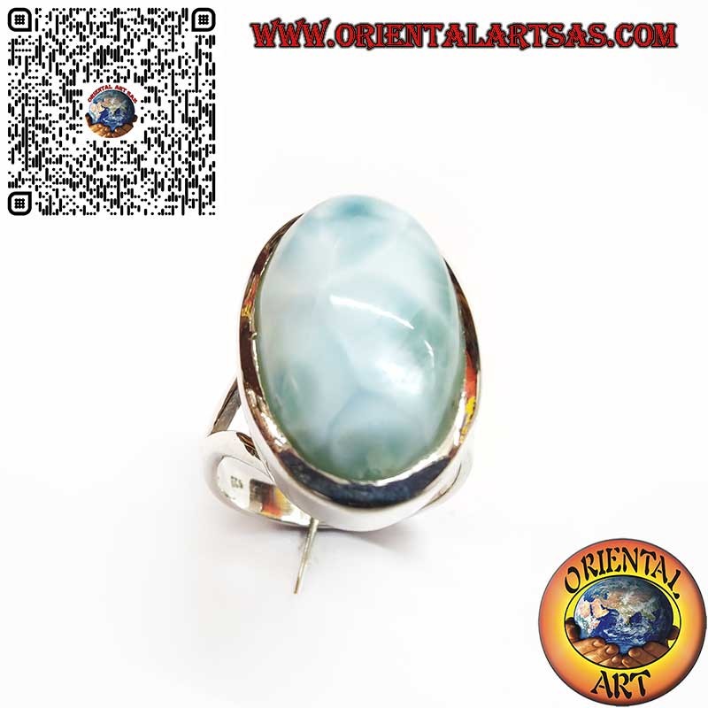 Anillo de plata con Larimar natural ovalado – elegancia y armonía
