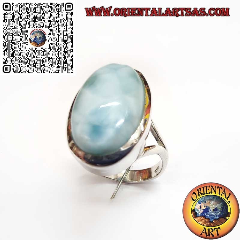 Bague en argent avec Larimar naturel ovale – élégance et harmonie
