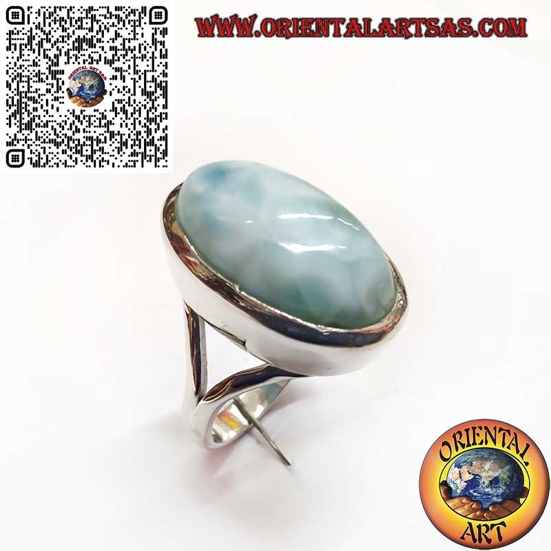 Silberring mit natürlichem Larimar – Eleganz & Harmonie