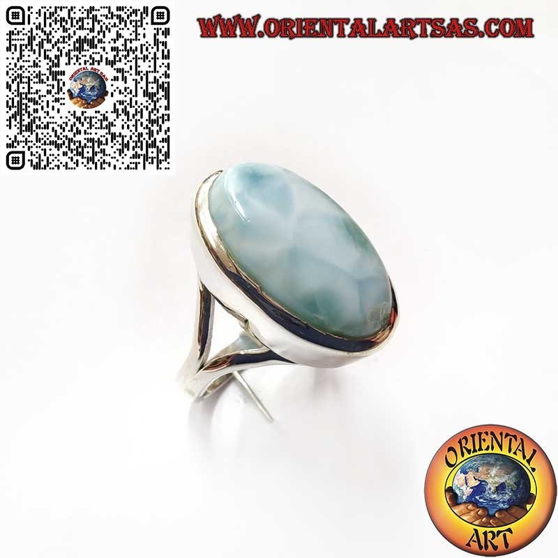 Silberring mit natürlichem Larimar – Eleganz & Harmonie
