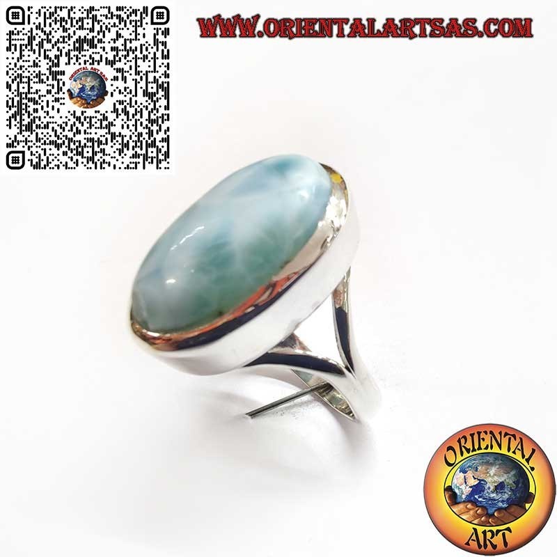 Silver ring with natural oval Larimar – elegance & harmony