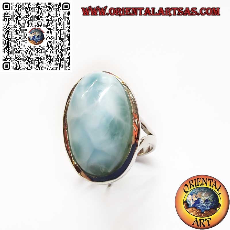 Silver ring with natural oval Larimar – elegance & harmony