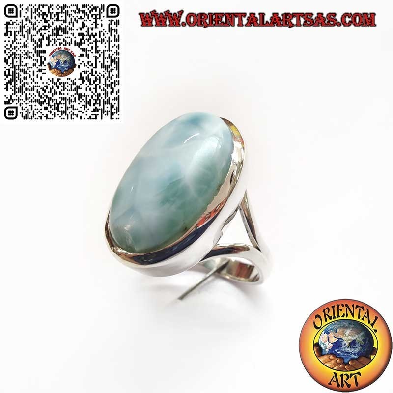Anillo de plata con Larimar natural ovalado – elegancia y armonía