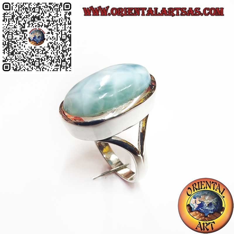 Anillo de plata con Larimar natural ovalado – elegancia y armonía