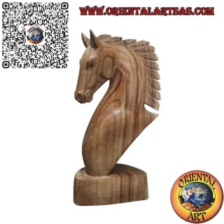 Scultura testa di cavallo in legno di pino americano da 50 cm