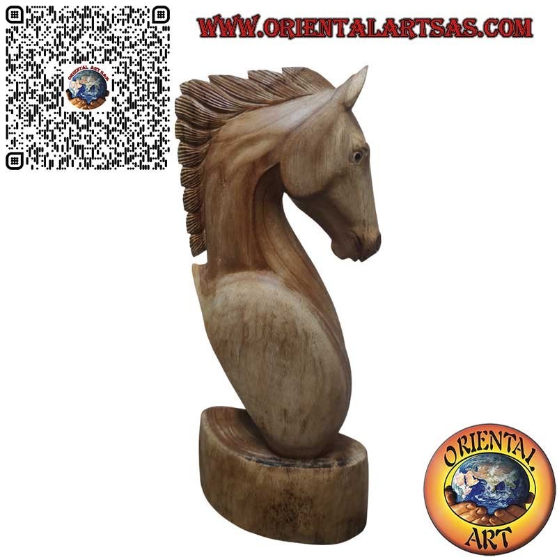 Escultura de cabeza de caballo en madera de pino americano 50 cm