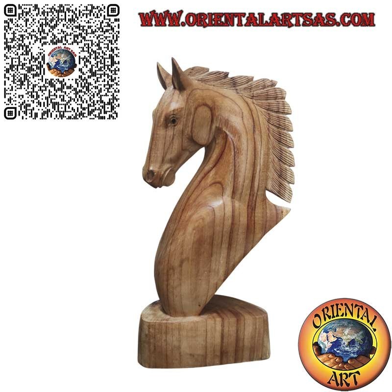 Scultura testa di cavallo in legno di pino americano da 50 cm