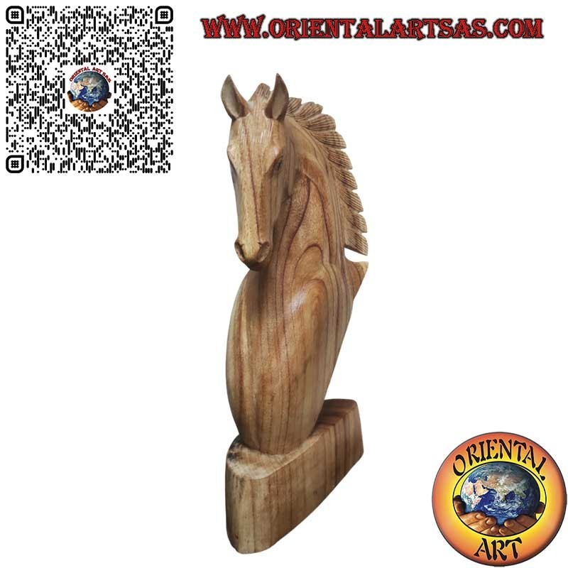 Escultura de cabeza de caballo en madera de pino americano 50 cm