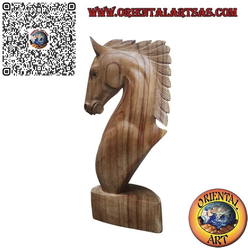 Horse head sculpture in American pine wood 50 cm