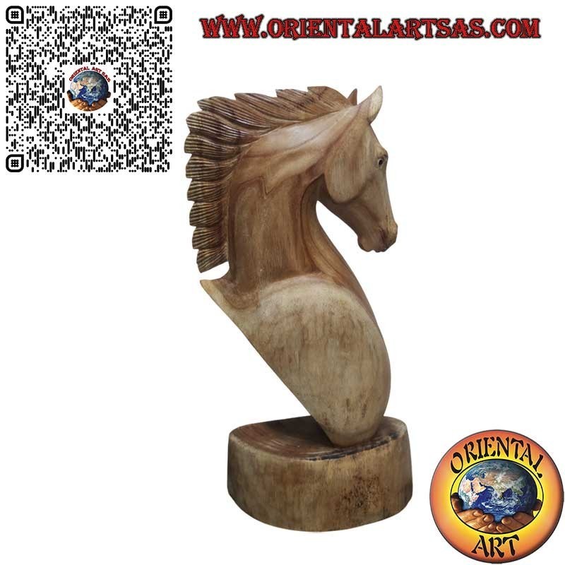 Horse head sculpture in American pine wood 50 cm