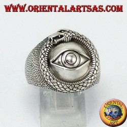 Silver ring, Ouroboros of the illuminated with eye