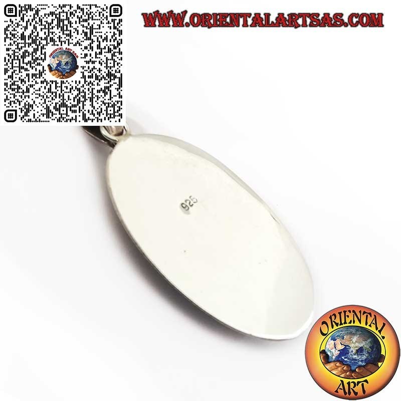 Ciondolo in Argento 925 con Paua Shell (Abalone) Ovale a Bordo Liscio
