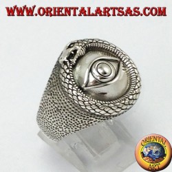 Silber Ring, Ouroboros der mit Auge beleuchteten
