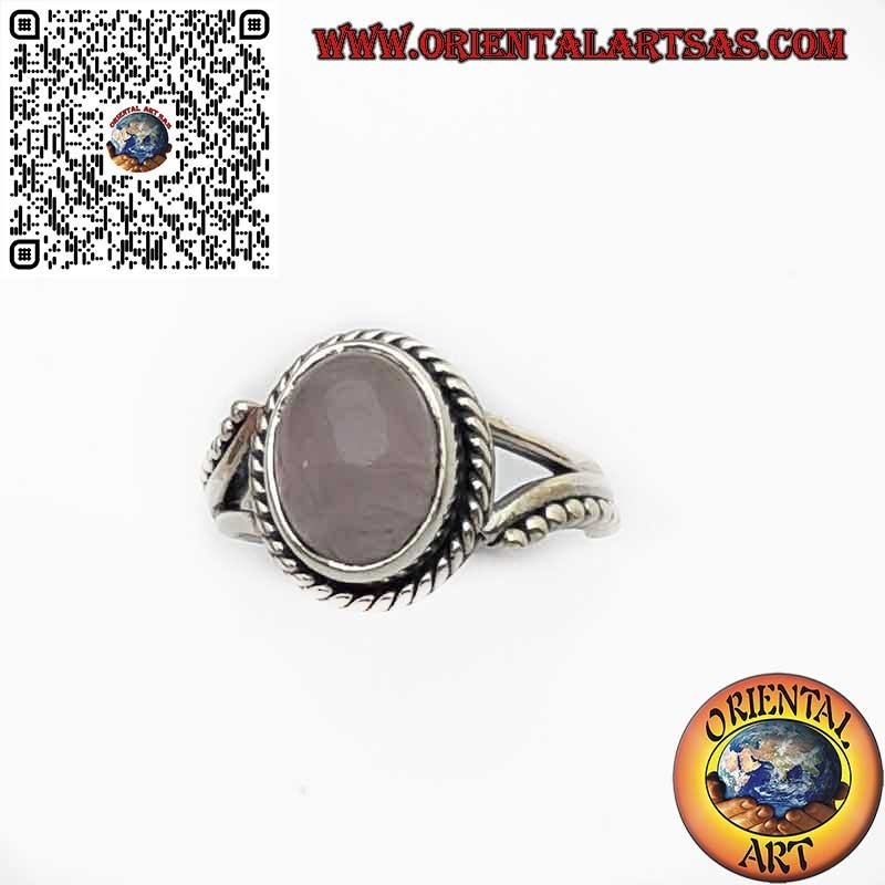 Ring 925 Silber Natürlicher Rosenquarz Oval Flechtung | Einzigartig