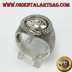 Silver ring, Ouroboros of the illuminated with eye