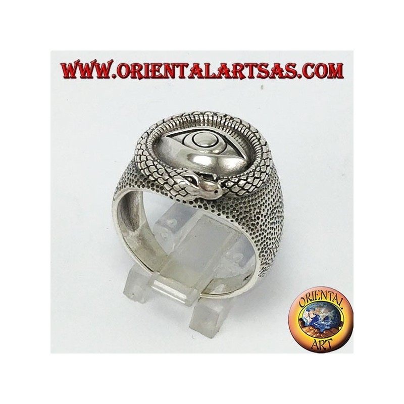 Silver ring, Ouroboros of the illuminated with eye