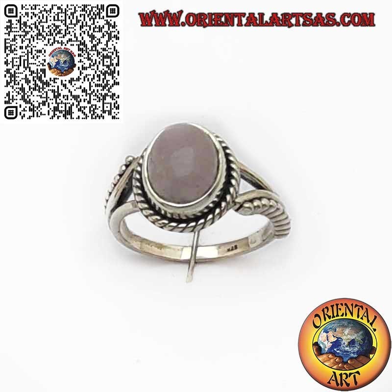 Anillo Plata 925 Cuarzo Rosa Natural Oval Trenza | Diseño Único