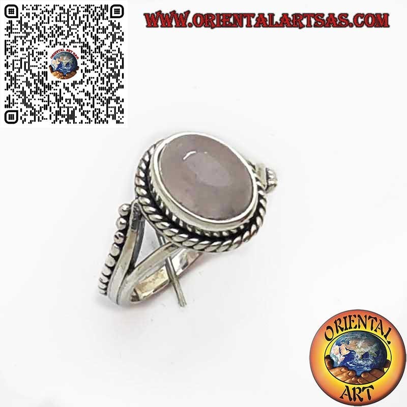 Ring 925 Silber Natürlicher Rosenquarz Oval Flechtung | Einzigartig