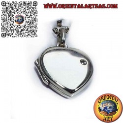 Heart Locket Pendant Sterling Silver 925 with Zirconia - Photo Keeper