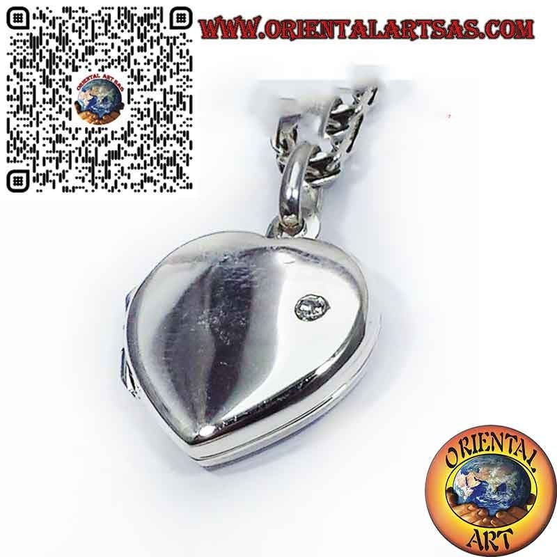 Heart Locket Pendant Silver 925 Zirconia - Romantic Gift