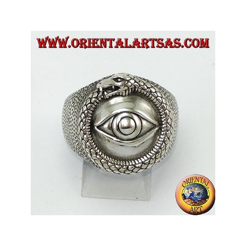 Silber Ring, Ouroboros der mit Auge beleuchteten