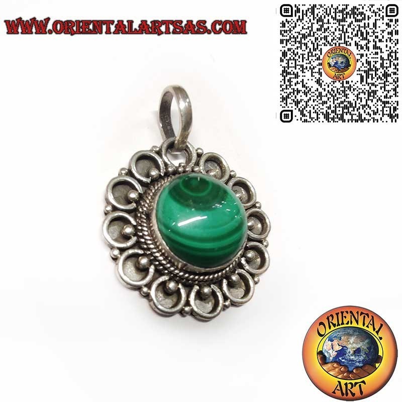 Ciondolo in Argento 925 con Malachite Naturale – Gioiello Artigianale