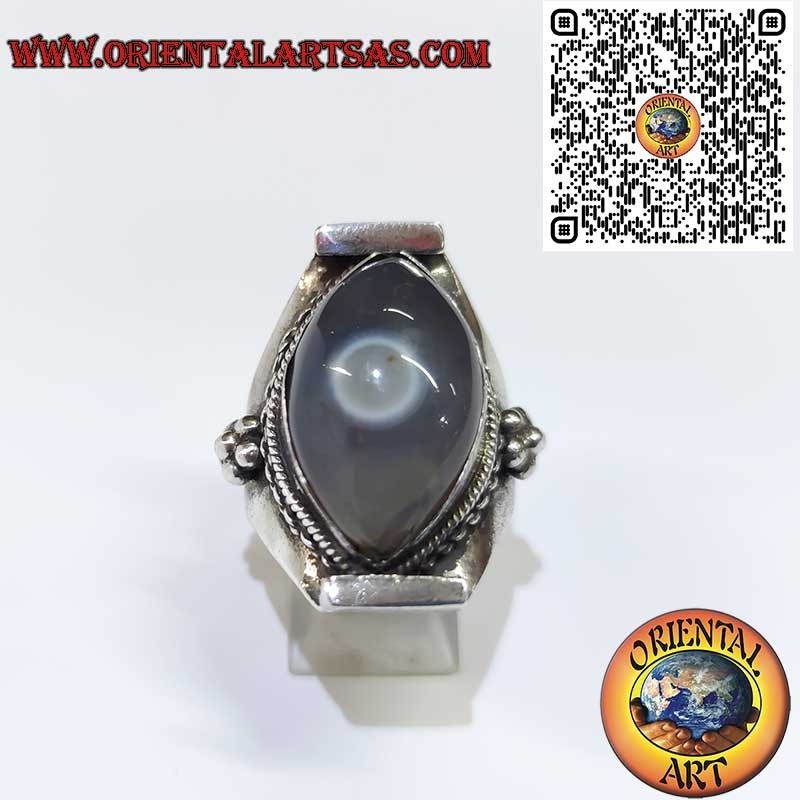 925 Silver Shiva Eye Agate Ring Men/Women