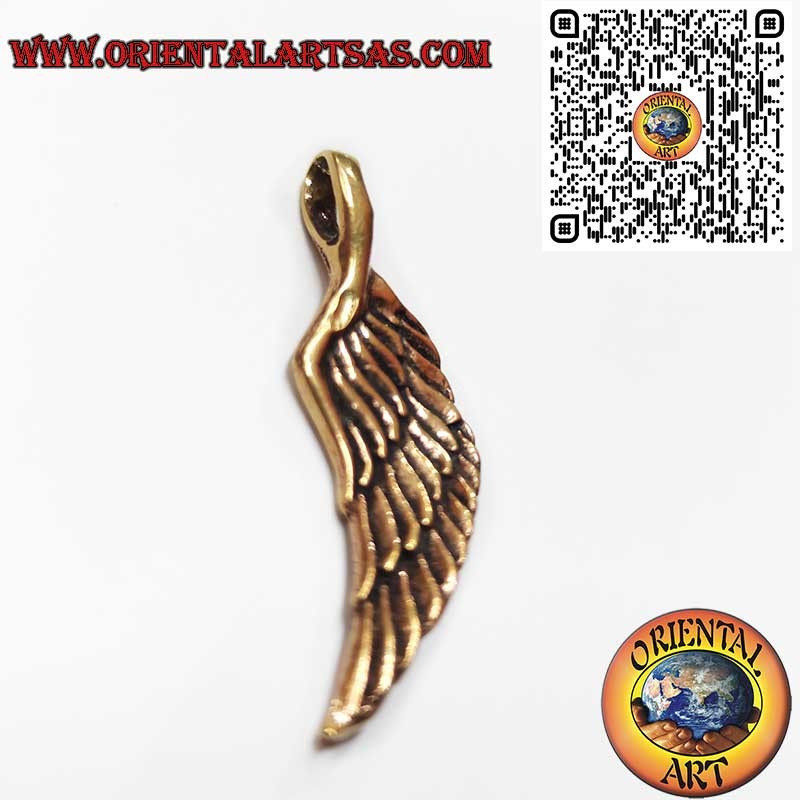 Pendentif en bronze avec ailes d’ange 3D bifaces.