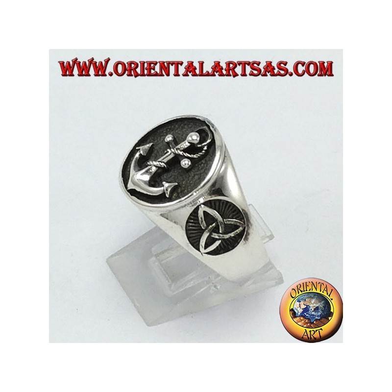 Anillo de plata, ancla con nudo de tyrone