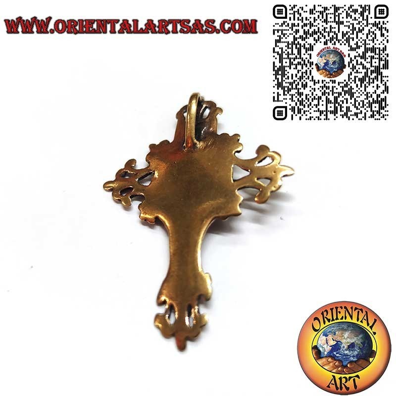 Baroque Crucifix Pendant in Bronze, 42x32 mm – INRI – Handmade