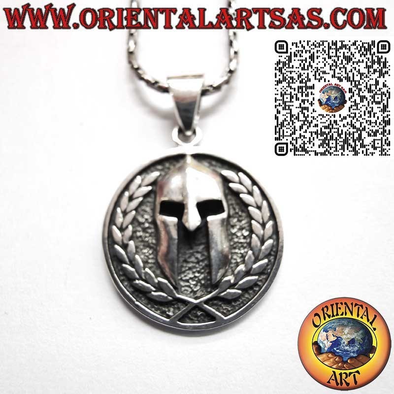 Silver 925 Medallion Spartan Helmet - Victory and Wisdom