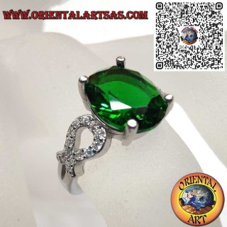 Silver 925 Oval Emerald Zircon Ring - Classic Luxury