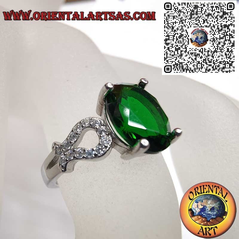 Silber 925 Oval Smaragd Zirkonia Ring - Klassischer Luxus