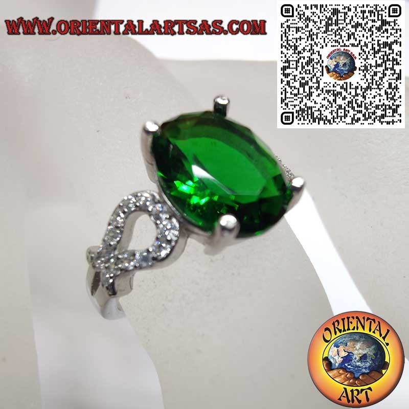 Anillo Plata 925 Esmeralda Oval Circonitas - Lujo Clásico
