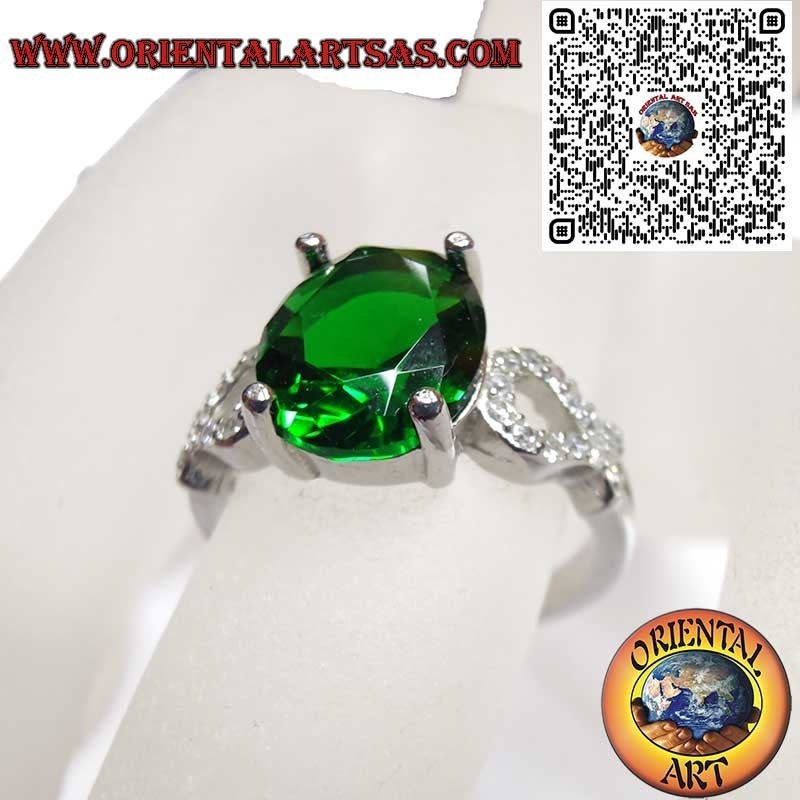 Silber 925 Oval Smaragd Zirkonia Ring - Klassischer Luxus
