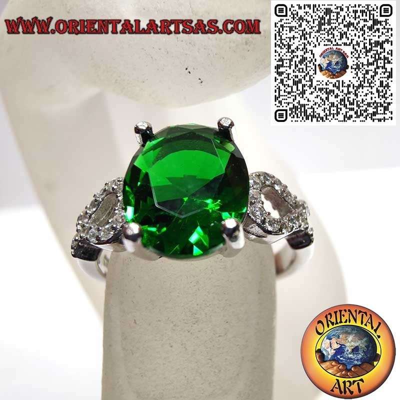 Silver 925 Oval Emerald Zircon Ring - Classic Luxury